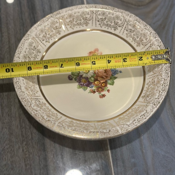 10” Antique Clear Floral China Bowl 22 Carat Gold Trim Beautiful Condition! - Picture 11 of 11